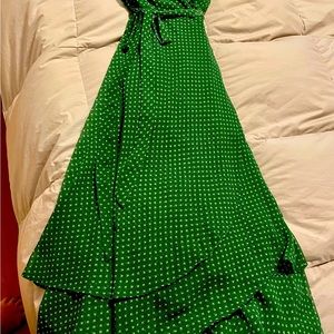 Women’s green and white wrap dress